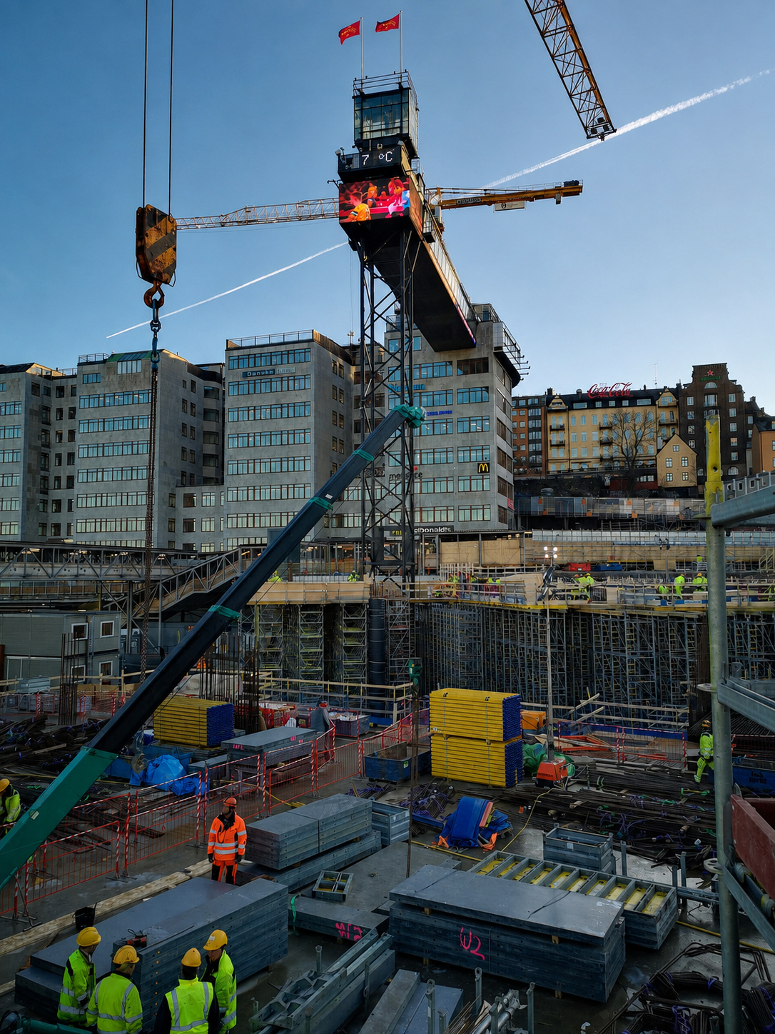 Pågående bygg- och lyftarbete på Slussenområdet